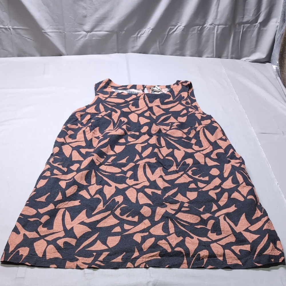 a new day Orange and Black Sleeveless Midi Dress Linen Blend